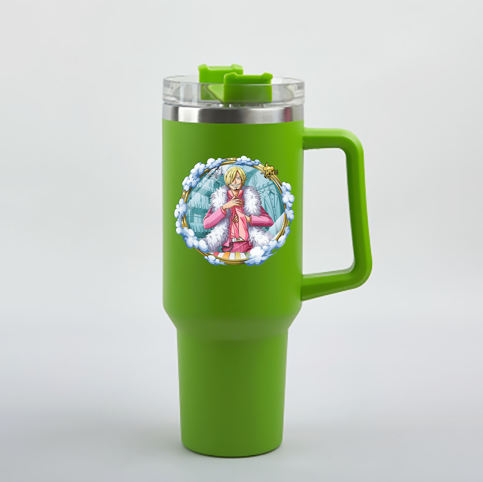 ワンピース サンジ ONE PIECE Sanji 1200mL車用タンブラー - クリスタルステッカー（プラスチックストロー付き）